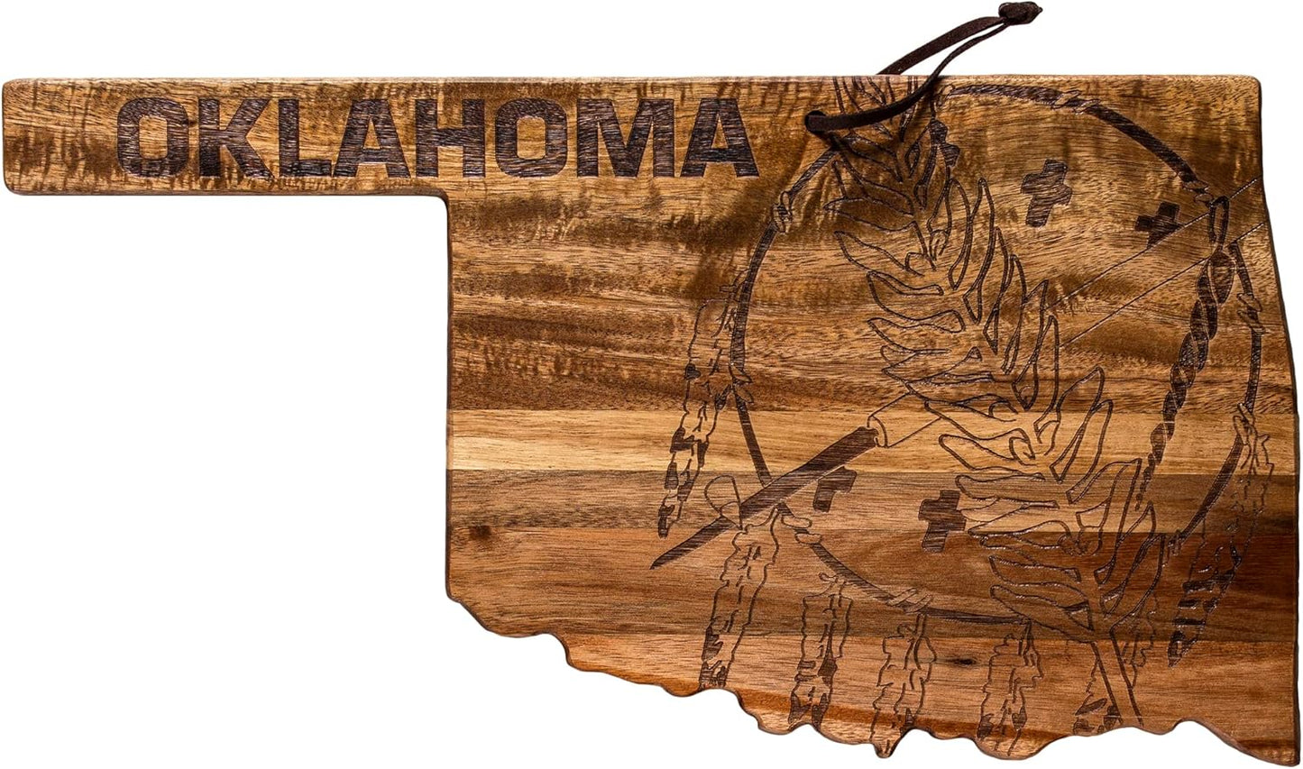 Totally Bamboo Rock & Branch Origins Series New York State Shaped Cutting Board and Charcuterie Serving Tray, Includes Hang Tie for Wall Display