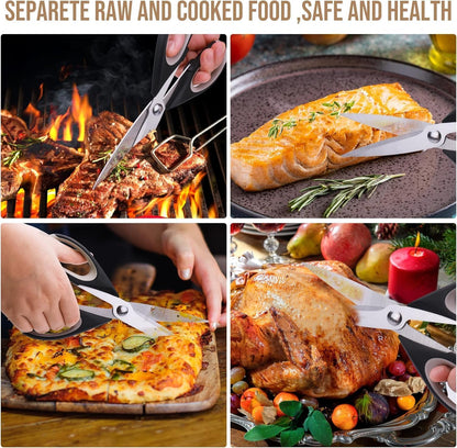 Kitchen Scissors All Purpose Heavy Duty, Kitchen Utensils Set, Stainless Steel Cooking Utensils Gadgets Meat Poultry Food Shears Dishwasher Safe Utility Tools Home (Orange, black and gray)