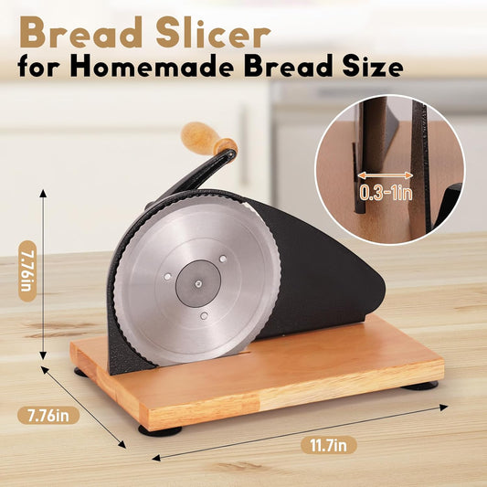 Manual Bread Slicer, Versatile Hand-Crank Bread Slicer for Bakeries, Coffee Shop, Home Kitchen with Suction Cup Can Adjustable Thickness