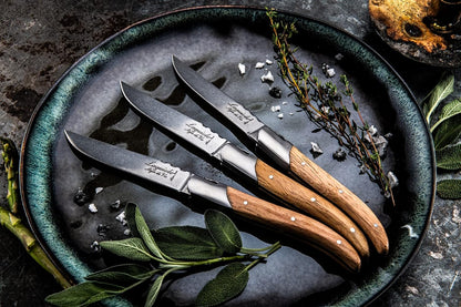 Laguiole Style De Vie Steak Knives Luxury Line, Set of 6, Wenge Wood, Black