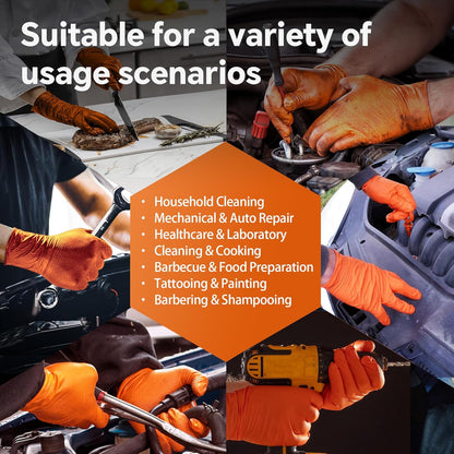 10mil Nitrile Gloves Thick,Industrial Disposable Gloves with Diamond Textured,Heavy Duty Mechanic Glove,Latex Free