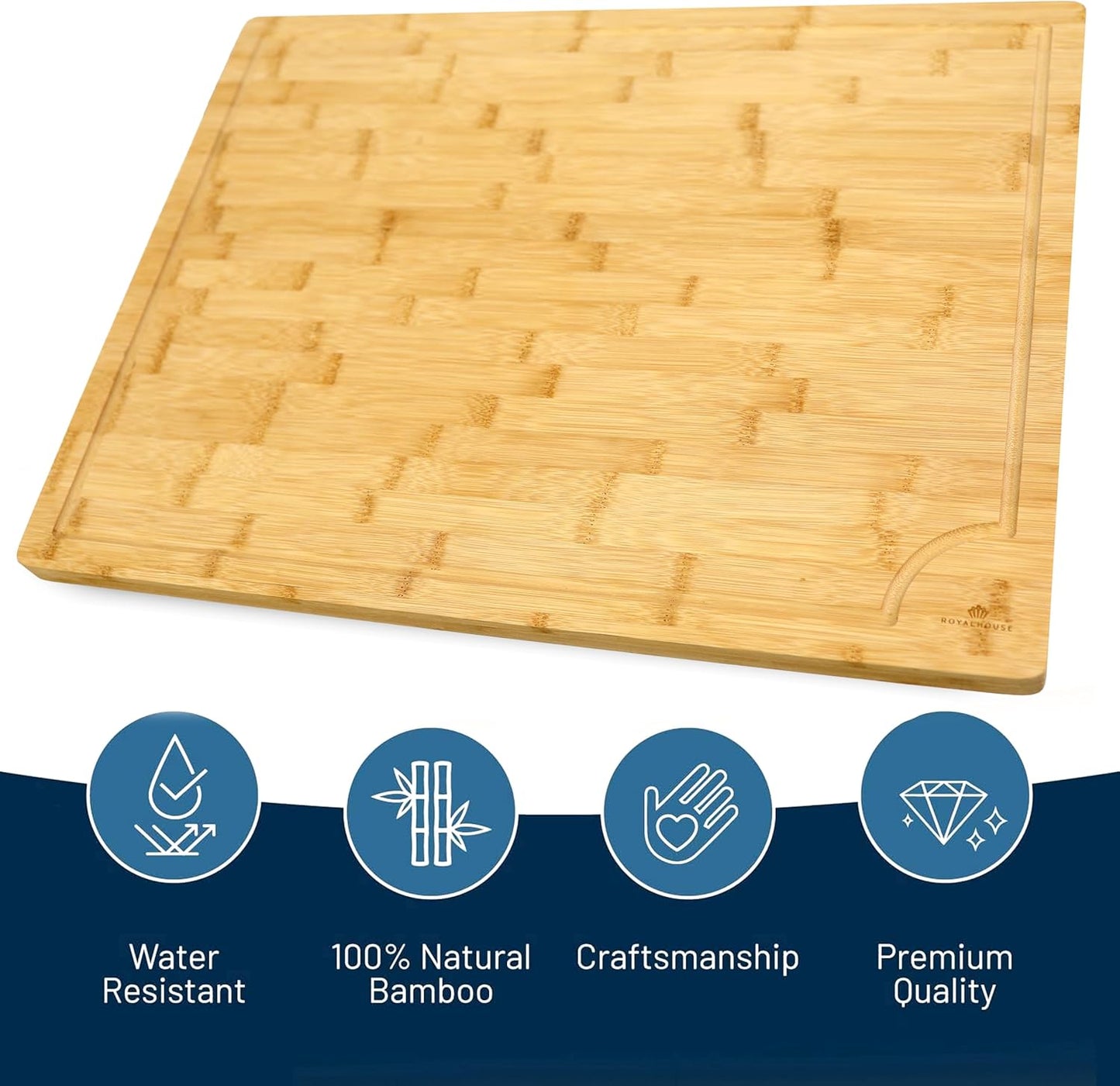 Large Cutting Board, 15x10x0.5 Bamboo Cutting Boards for Kitchen with Juice Groove and Kitchen Chopping Board for Meat Cheese board Heavy Duty Serving Tray,