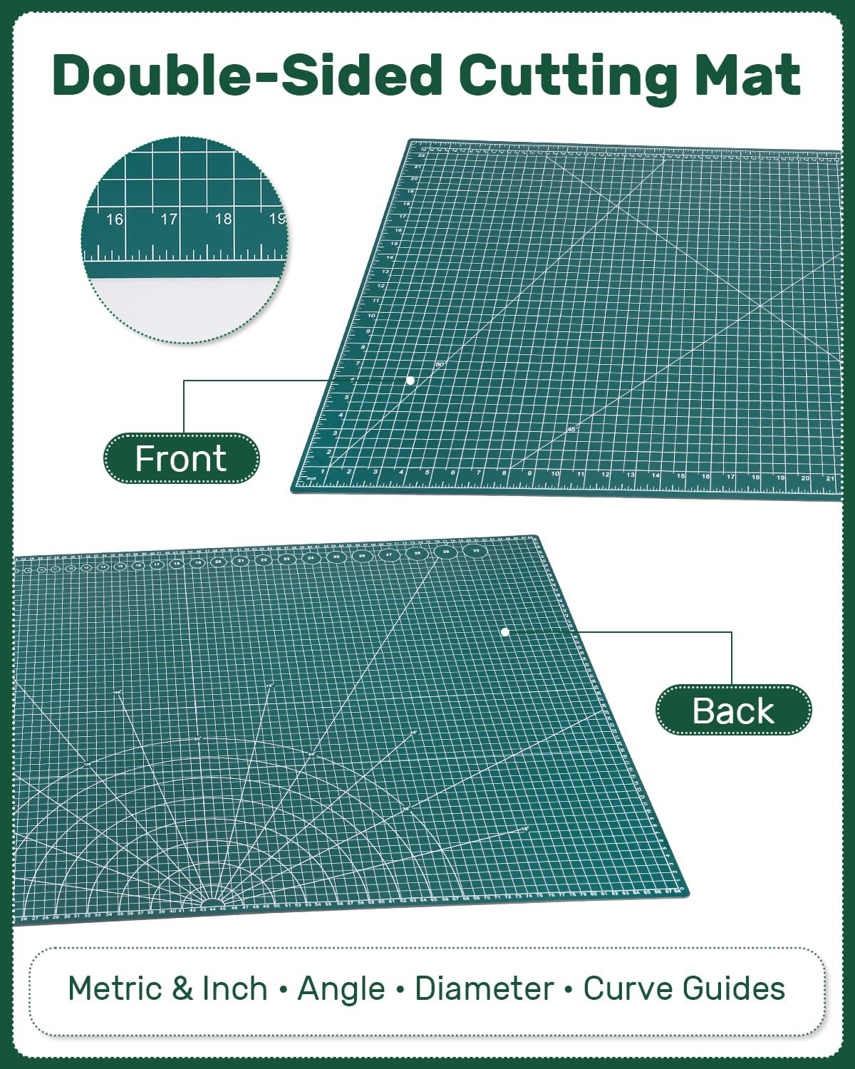 Foldable Self Healing Cutting Mat, 17" x 11", Rotary Cutting Mat for Sewing, Quilting, Scrapbooking, Craft Cutting Board for Hobby Use(A3)