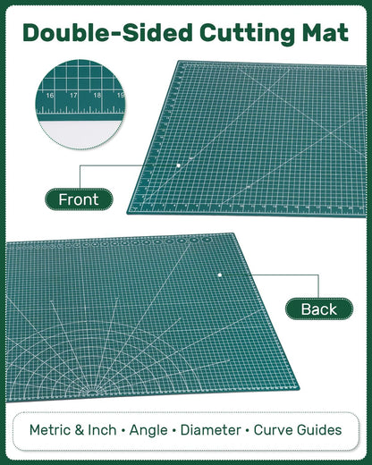 Foldable Self Healing Cutting Mat, 17" x 11", Rotary Cutting Mat for Sewing, Quilting, Scrapbooking, Craft Cutting Board for Hobby Use(A3)