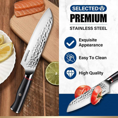 Freelander Butcher Knife Set 3 PCS, Japanese Chef Knife Set with Roll Bag, Full Tang Meat Cleaver for Kitchen & Camping & BBQ, Gift for Men