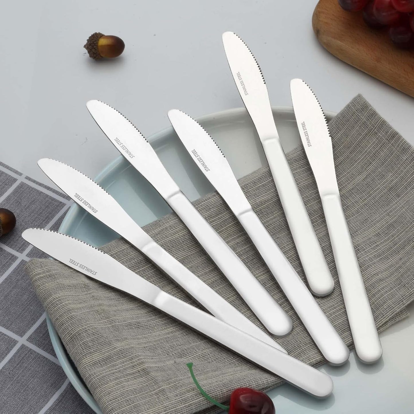 24 Pieces Dinner Knives Set, 8.1" Inches Table Knives Set, Durable Butter Knife, Food Grade Stainless Steel Dinner Knife, Cost-effective Silverware Set - Mirror Polished, Dishwasher Safe