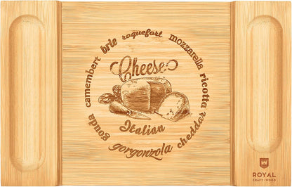 ROYAL CRAFT WOOD Extra Large Cheese Board - Bamboo Cheese Board and Knife Set - Charcuterie Board Set, Charcuterie Platter & Serving Tray