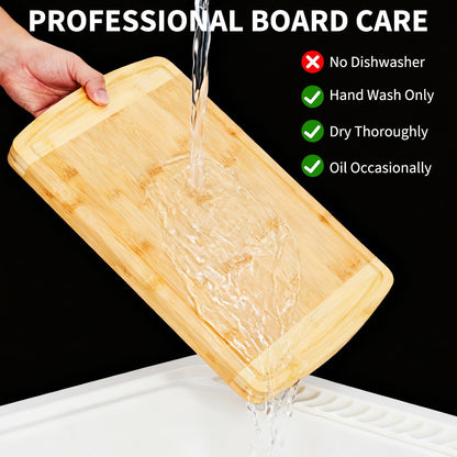 Bamboo Cutting Board 16x10x1 inch with Juice Groove - Bamboo Cutting Board, Charcuterie Board, Butcher Block, Non Plastic Wooden Chopping Board