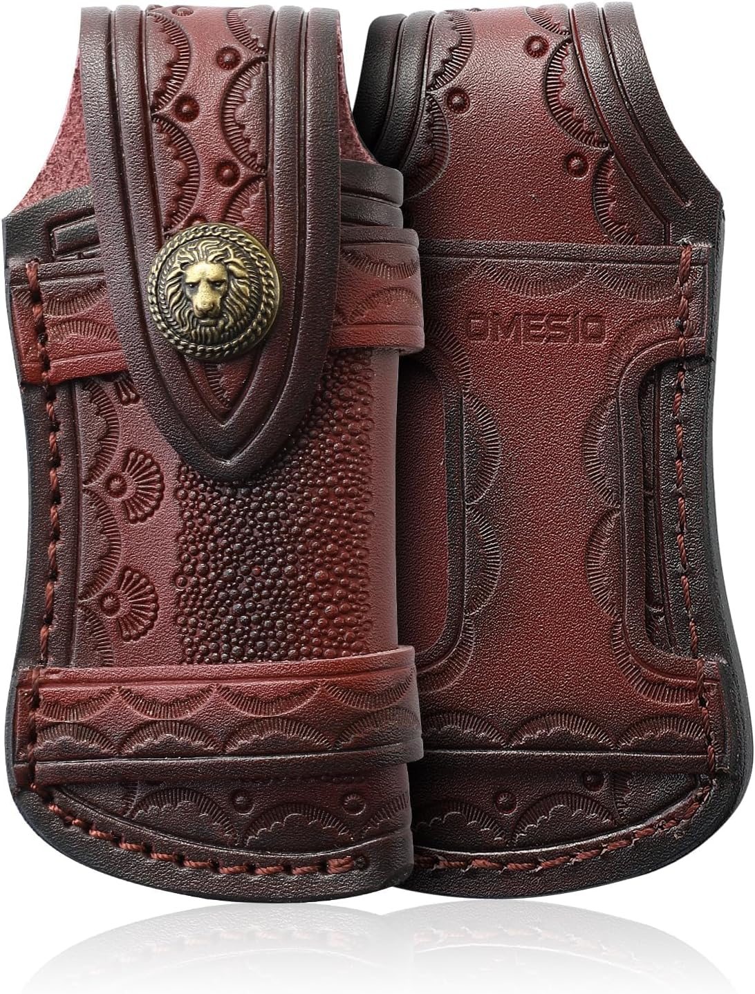 Omesio Pocket Knife Sheath, 4.53" Folding Leather Case, Horizontal Belt Sheath