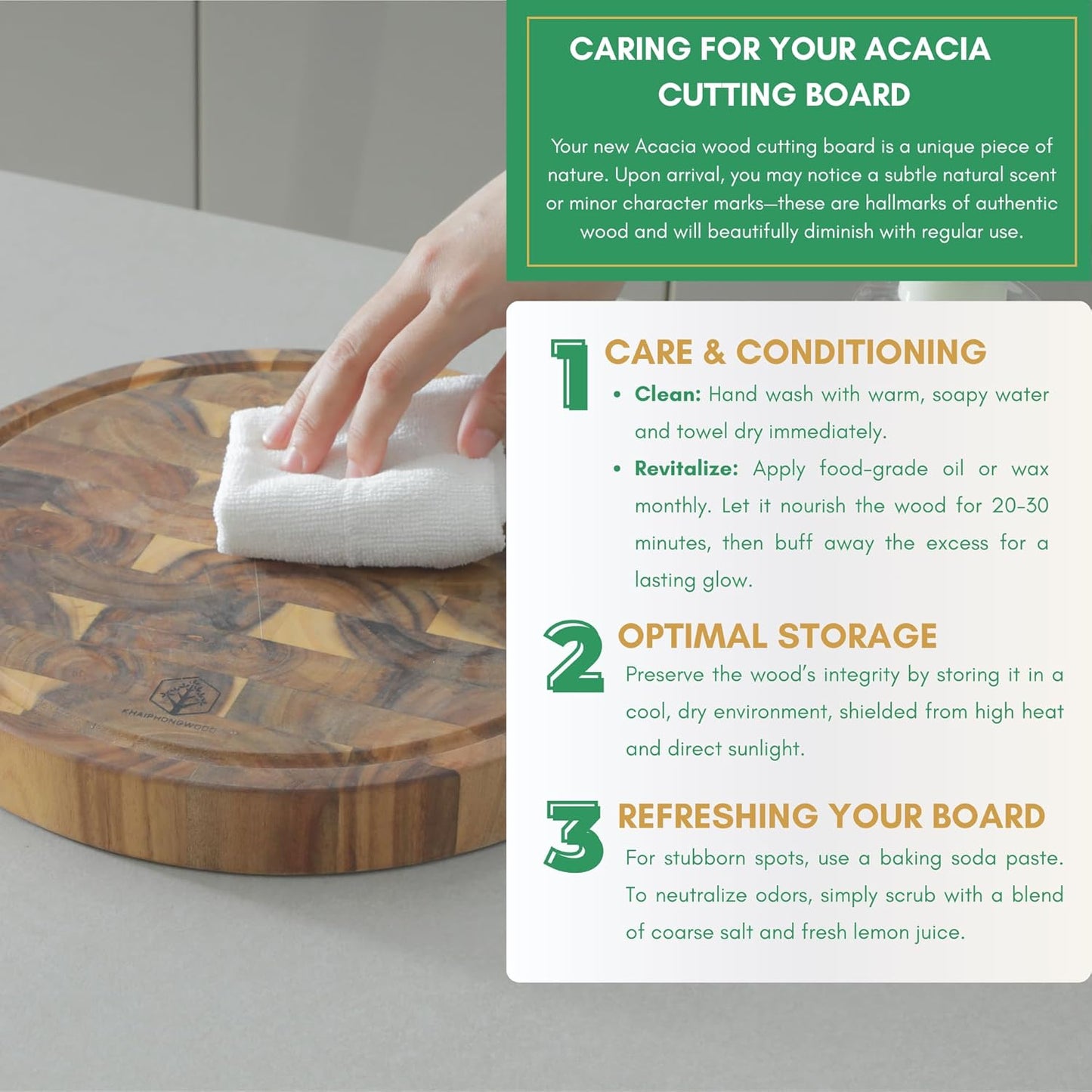 End Grain Acacia Wood Cutting Boards for Kitchen, 1.5 in Thick Butcher Block Construction for Stability, 15 x 10 in Medium Cutting Boards with Gift Box, Juice Groove and Handle