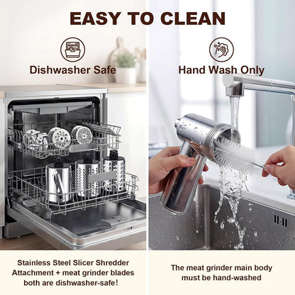 Meat Grinder & Stainless Steel Cheese Grater Attachment for KitchenAid Stand Mixer - 2 Pcs Kitchen Aid Accessories and Attachments Including Slicer Shredder and Food Grinder Attachment