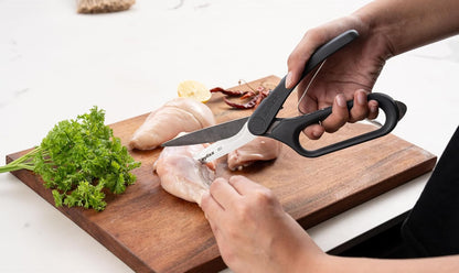 Zyliss 2-Piece Stainless Steel Kitchen Scissor & Shear Set – 7" Red & 9" Black – Micro-Serrated Blades, Soft-Touch Grip, Heavy-Duty Hinge & Box Cutter – Food Prep & Household Use Durable & Versatile