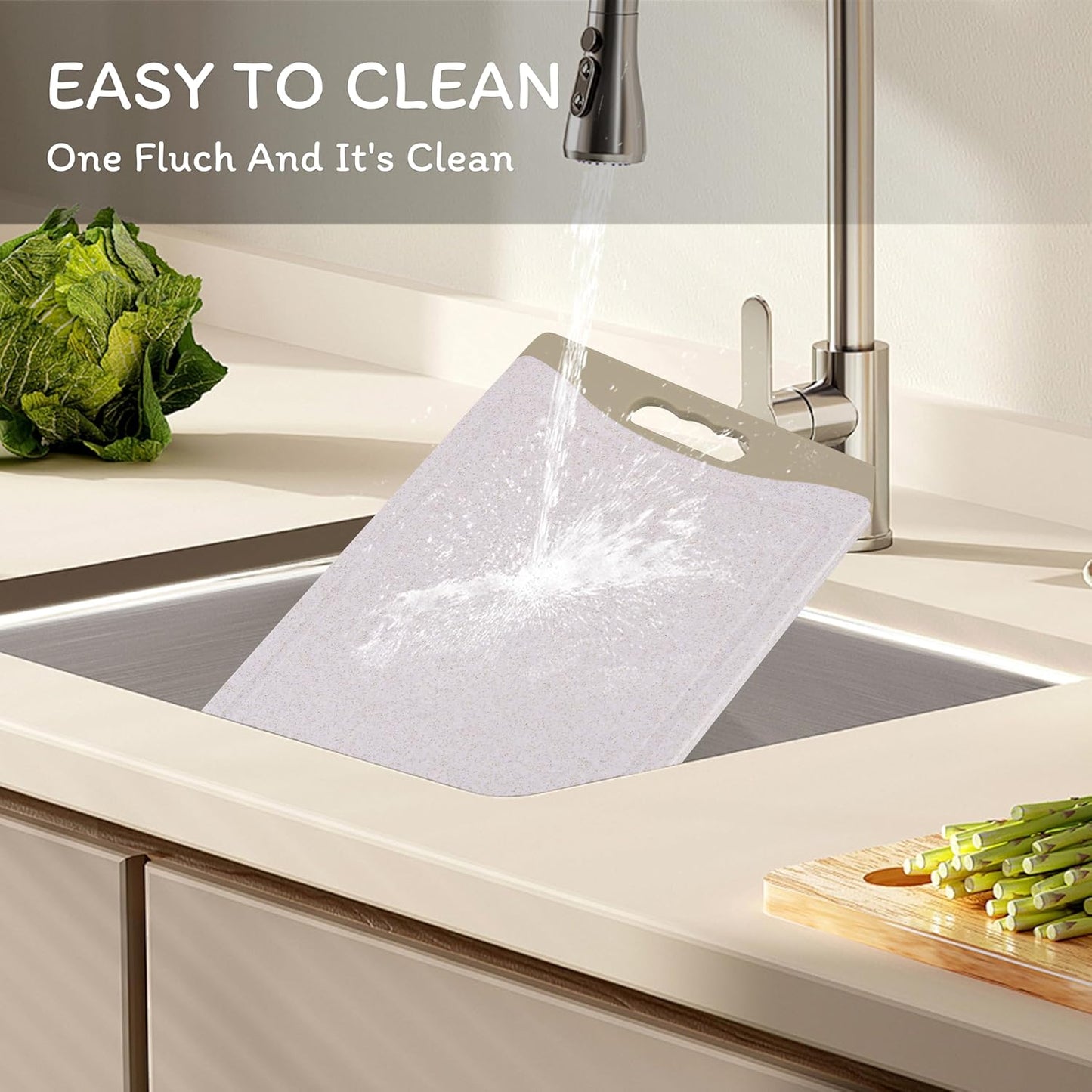 Cutting Board for Kitchen, Wheat Straw Fiber Cutting Board, Dish Washer Safe, w/Juice Grooves for Meat, Veggies, Easy Grip Handle, Non-slip Surface Eco-friendly Serveware Accessories （10‘x6.3’）