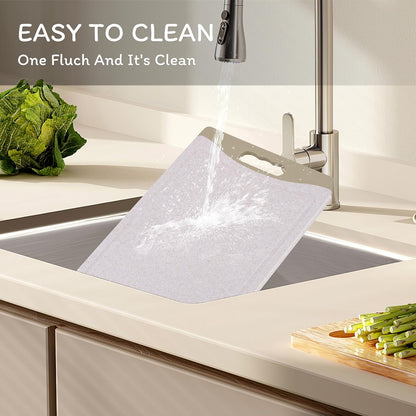 Cutting Board for Kitchen, Wheat Straw Fiber Cutting Board, Dish Washer Safe, w/Juice Grooves for Meat, Veggies, Easy Grip Handle, Non-slip Surface Eco-friendly Serveware Accessories （10‘x6.3’）