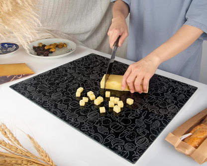 Kitchenville Glass Cutting Board 20”x16”: Tempered Glass Kitchen Counter Protector - Durable- Scratch-Resistant, Heat-Proof - Clear Design