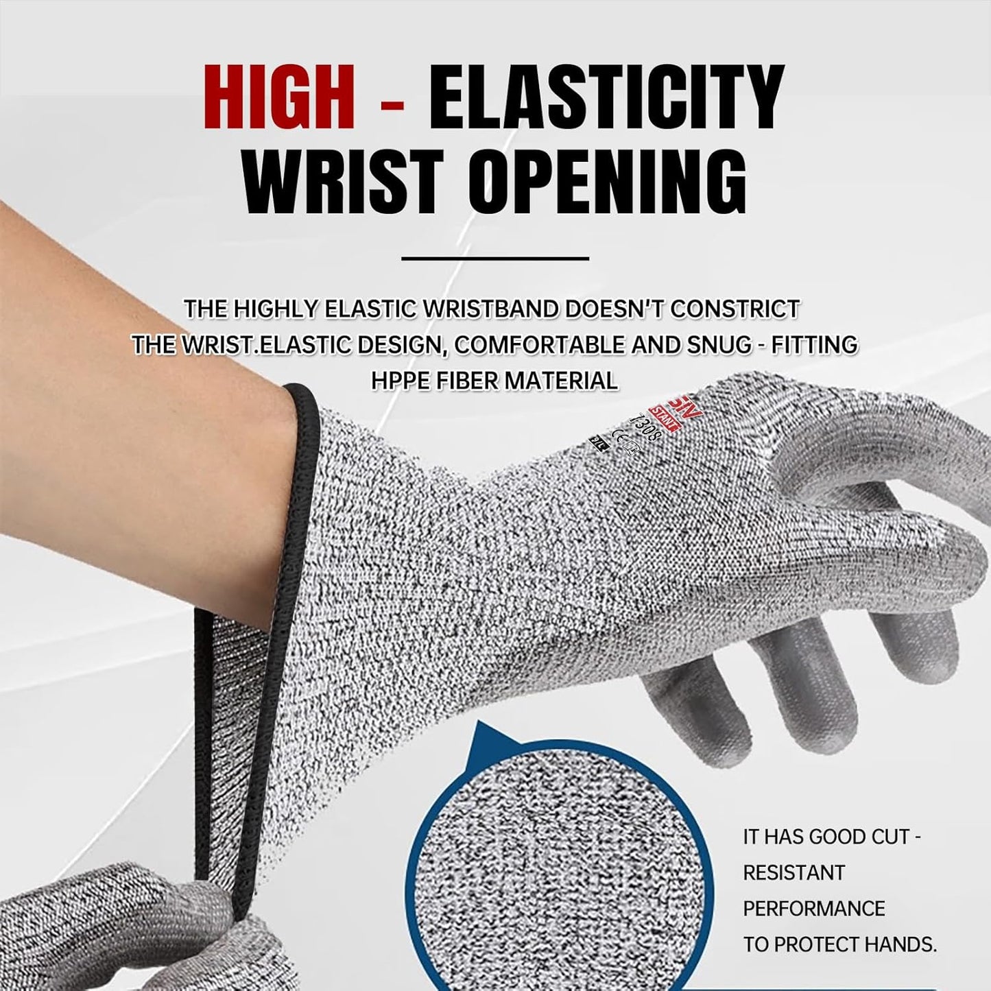ANSI A9 Cut Resistant Gloves,Cut Resistant Work Gloves,Cut Proof Gloves Nitrile Coated For Metal Fabrication,Woodworking, Construction,Touch Screen,Large