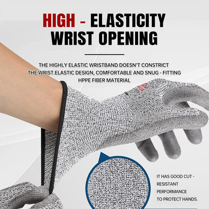 ANSI A9 Cut Resistant Gloves,Cut Resistant Work Gloves,Cut Proof Gloves Nitrile Coated For Metal Fabrication,Woodworking, Construction,Touch Screen,Large