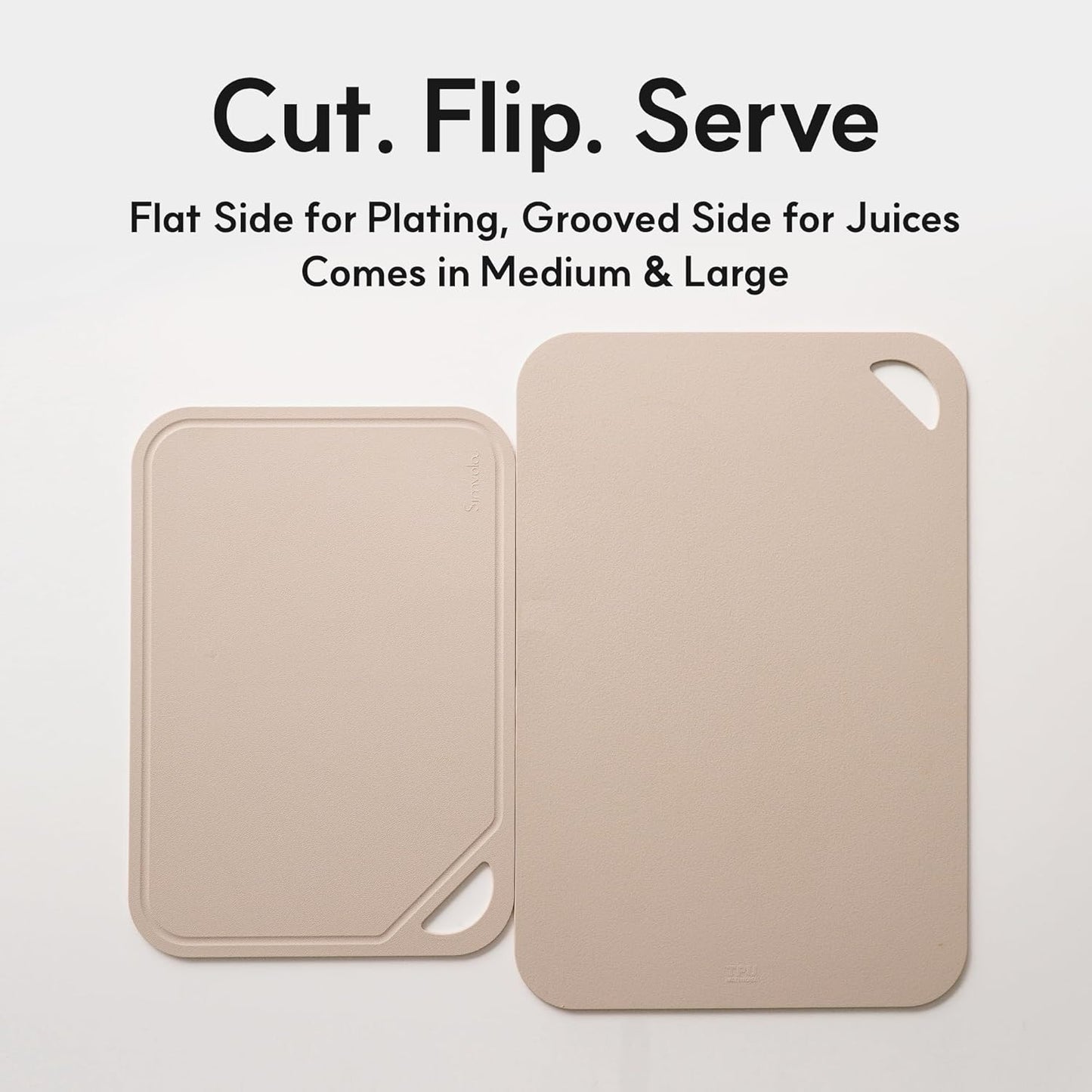 Flexible Cutting Board – Premium TPU Cutting Mat, Thick, Knife Friendly, Non-Slip, Dishwasher Safe Kitchen Prep Board, Made in Korea, Beige Large (1 Pack)