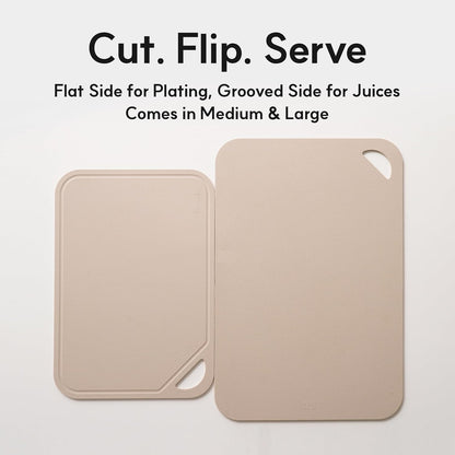 Flexible Cutting Board – Premium TPU Cutting Mat, Thick, Knife Friendly, Non-Slip, Dishwasher Safe Kitchen Prep Board, Made in Korea, Beige Large (1 Pack)