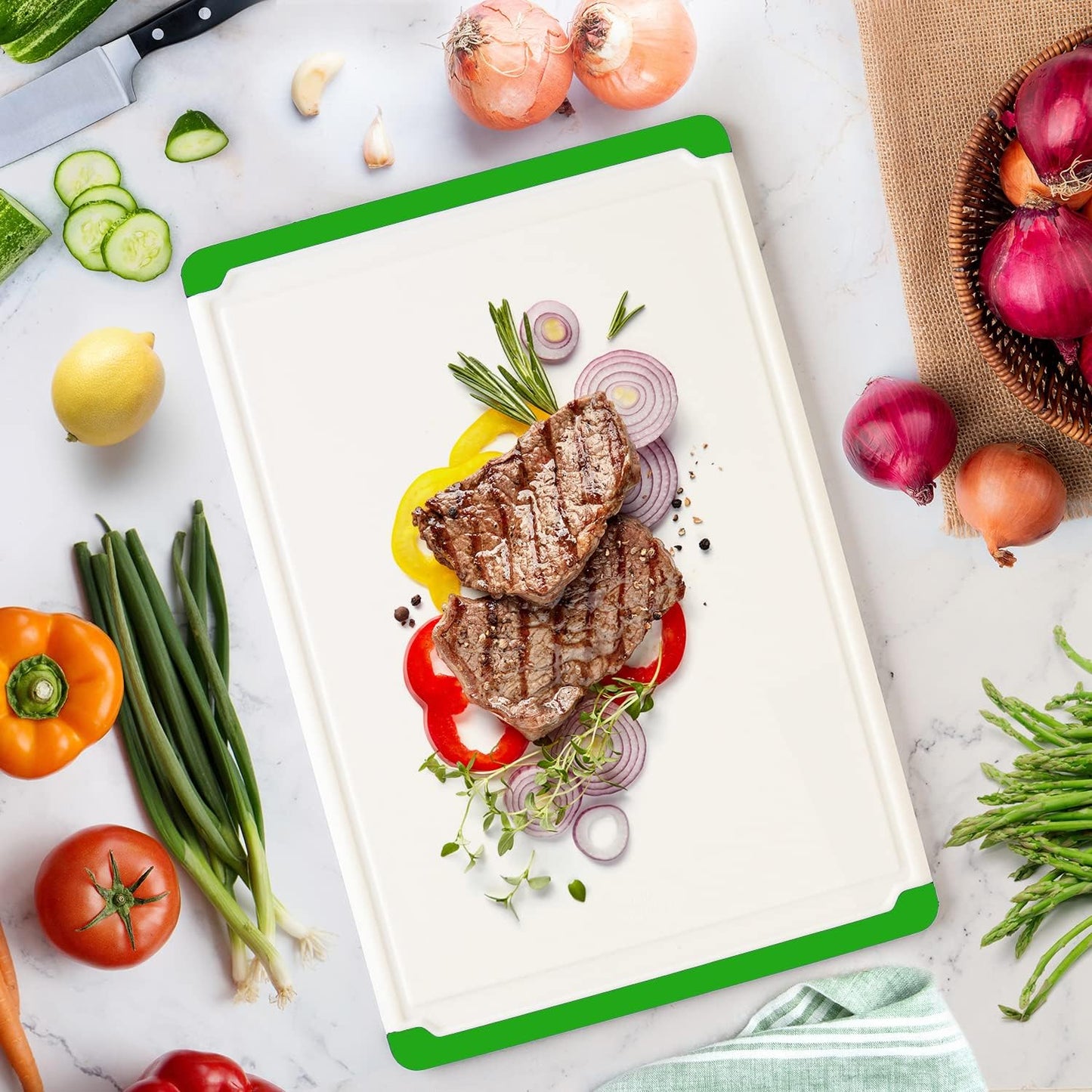Extra Large Plastic Cutting Board for Kitchen - 18 Inch Dishwasher Safe Cutting Board, Reversible Chopping Board with Juice Groove + Non Slip Feet for Meat, Fruit, Vegetables, Meal Prep by Belwares