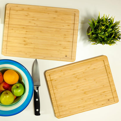 Large Cutting Board, 15x10x0.5 Bamboo Cutting Boards for Kitchen with Juice Groove and Kitchen Chopping Board for Meat Cheese board Heavy Duty Serving Tray,
