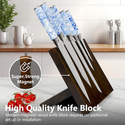 WILDMOK Magnetic Knife Holder, Double Sided Magnetic Knife Block, Ash Wood Rack Magnetic Stands for Multipurpose Storage Knife Holder - 11 x 9.4 Inches