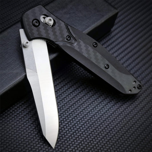 EDC Folding Pocket Knife For Men, Satin Plain Edge Reverse Tanto Blade, Black Grivory Fiberglass Super Lightweight Handle With Belt Clip, Everyday Carry Thumb Studs Manual Open