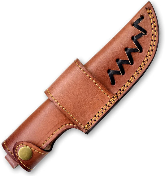 Custom Leather Sheath Tooled Leather Sheath/Hunting Knife Sheath Universal Knife Sheath, Sheath Fit up to 6.0" Blade 100% Real Laether (Dark Brown)