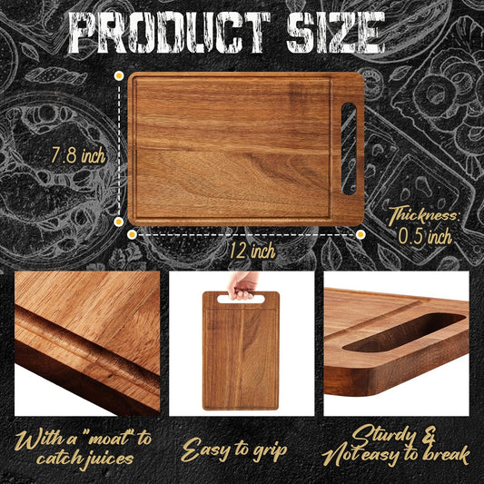 Nuenen 10 Pcs Bulk Wood Cutting Board with Handle 12 x 7.8 Inch Bamboo Wooden Kitchen Serving Chopping Boards for Pizza, Bread, Charcuterie, Fruit, Vegetables(Bamboo)