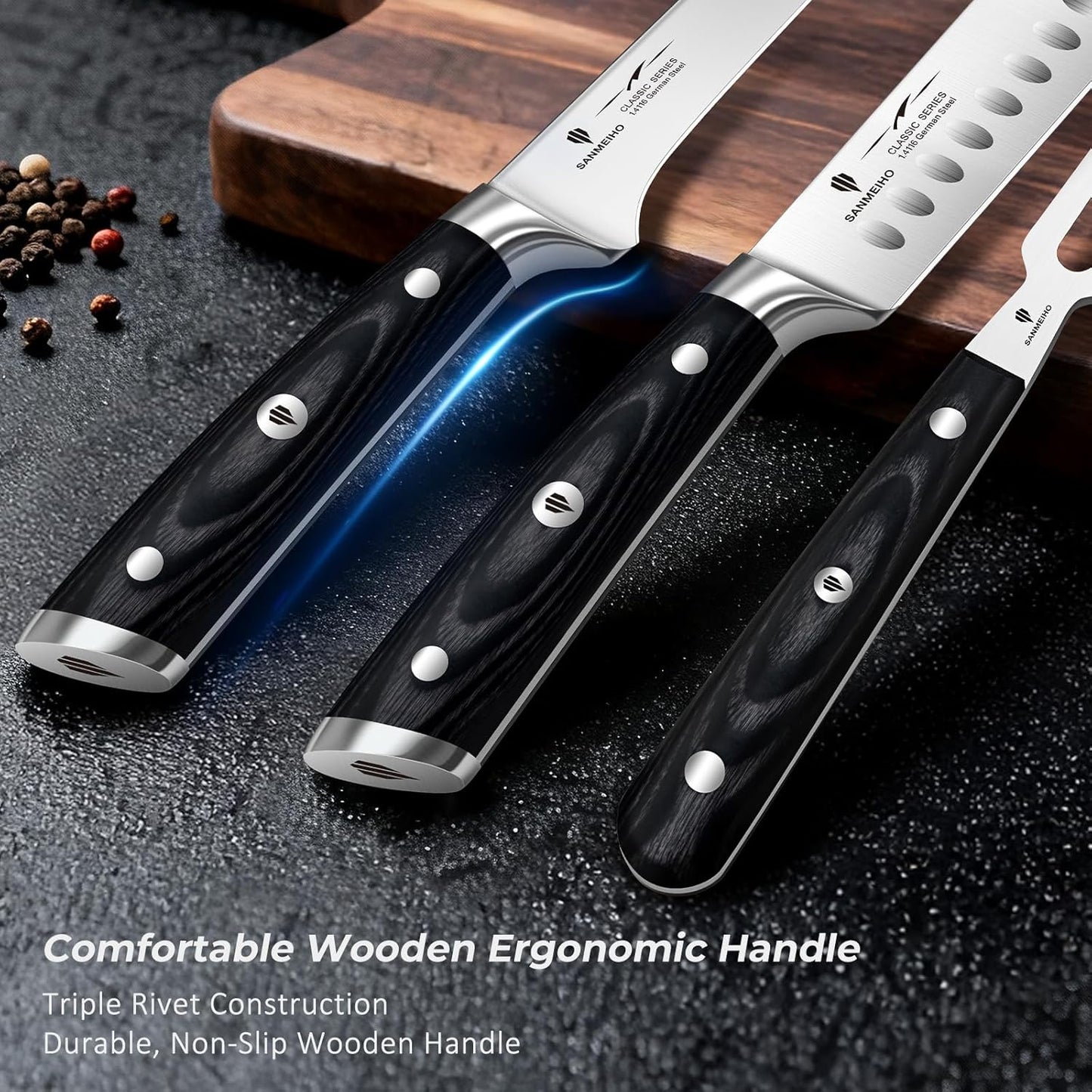 10" Bread Knife - Sourdough Slicing Knife Professional 5Cr15MoV Stainless Steel Serrated Knives, Ergonomic Wood Handle & Full Tang Design, Gift Box Included (Single-Edge