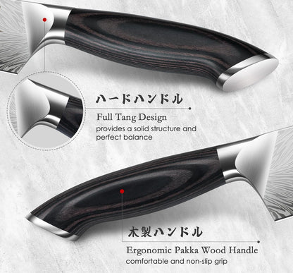 5PCS Knife Set, Kitchen Knife Sets in Powder Steel, Ultra Sharp Japanese Knives Set High Carbon Steel Chef Knives Sets, Cooking Knives Set with Ergonomic Pakkawood Handle