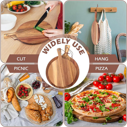 6 Pcs Acacia Wood Cutting Board with Handle, Small Wooden Charcuterie Boards, Decorative Bulk Serving Boards for Kitchen Cheese Bread (12 x 6 x 0.6 Inch)