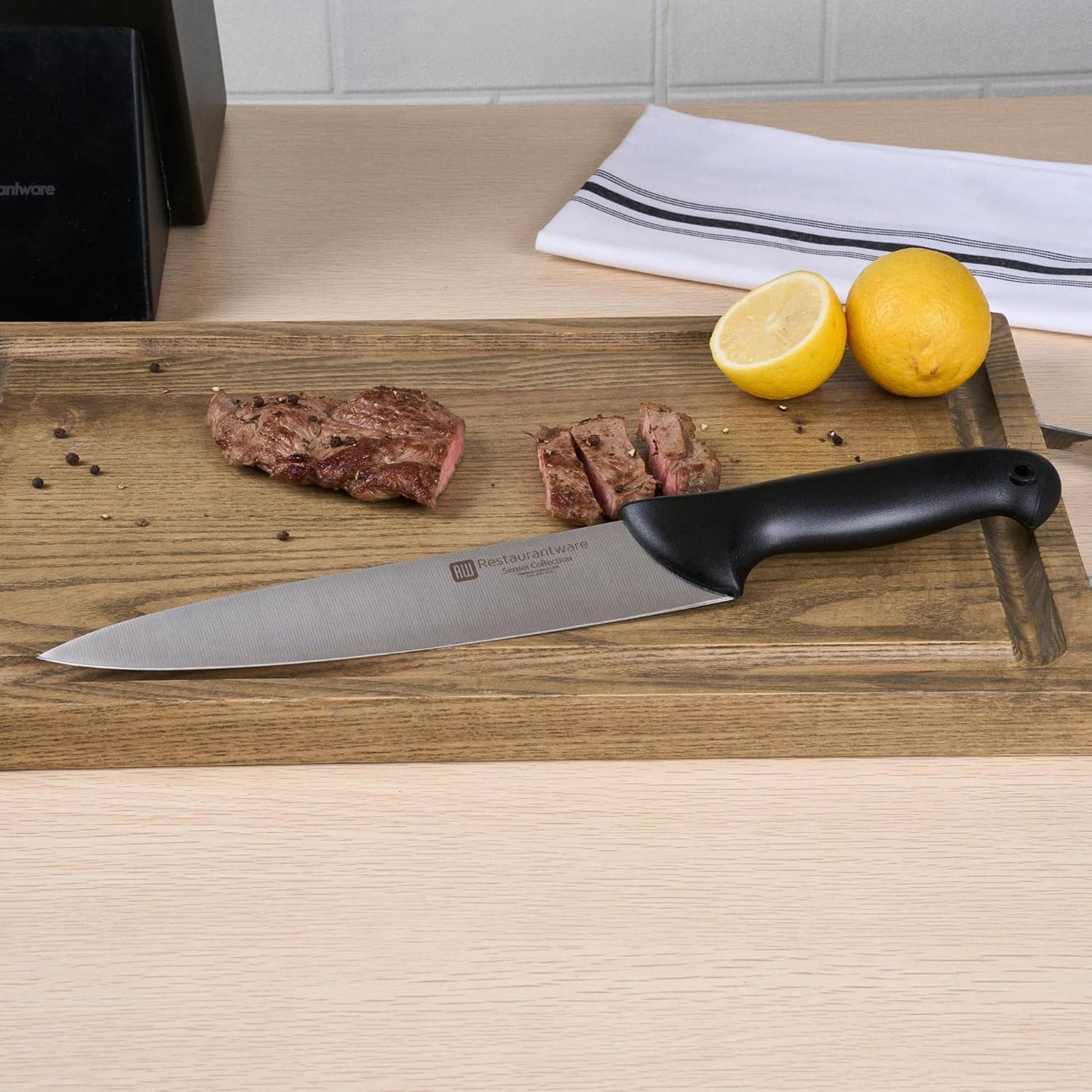 Restaurantware Sensei Back of the Haus - 8-inch Offset Bread Knife - Professional Chef's Kitchen Knife - Durable German Steel - Stain Resistant - With HACCP Coding For Food and Allergen Safety
