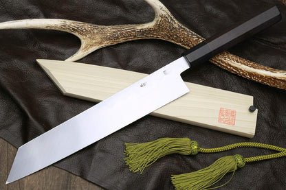 Yoshihiro Aonamiuchi Blue Steel #1 Kiritsuke Multipurpose Chef Knife (9.5" (240mm), Ebony Handle)