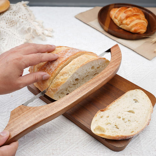 Luzarriba Bread Knife, Bow Bread Knife for Homemade Bread, Sourdough Bread Slicer for Homemade Bread, Sourdough Bread Cutter, Wooden Bread Knife with Cover - Premium Stainless Steel