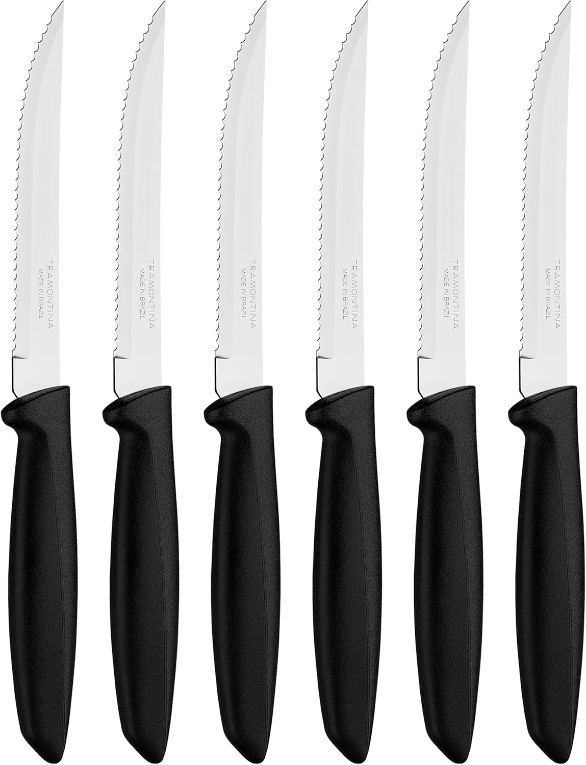 Tramontina Kitchen Knives Set of 6, Serrated Fruit Tomato Cooking Knife, Vegetable Chopper Peeler, Stainless Steel, Multipurpose, Pointed Tip, Brown, 23498454