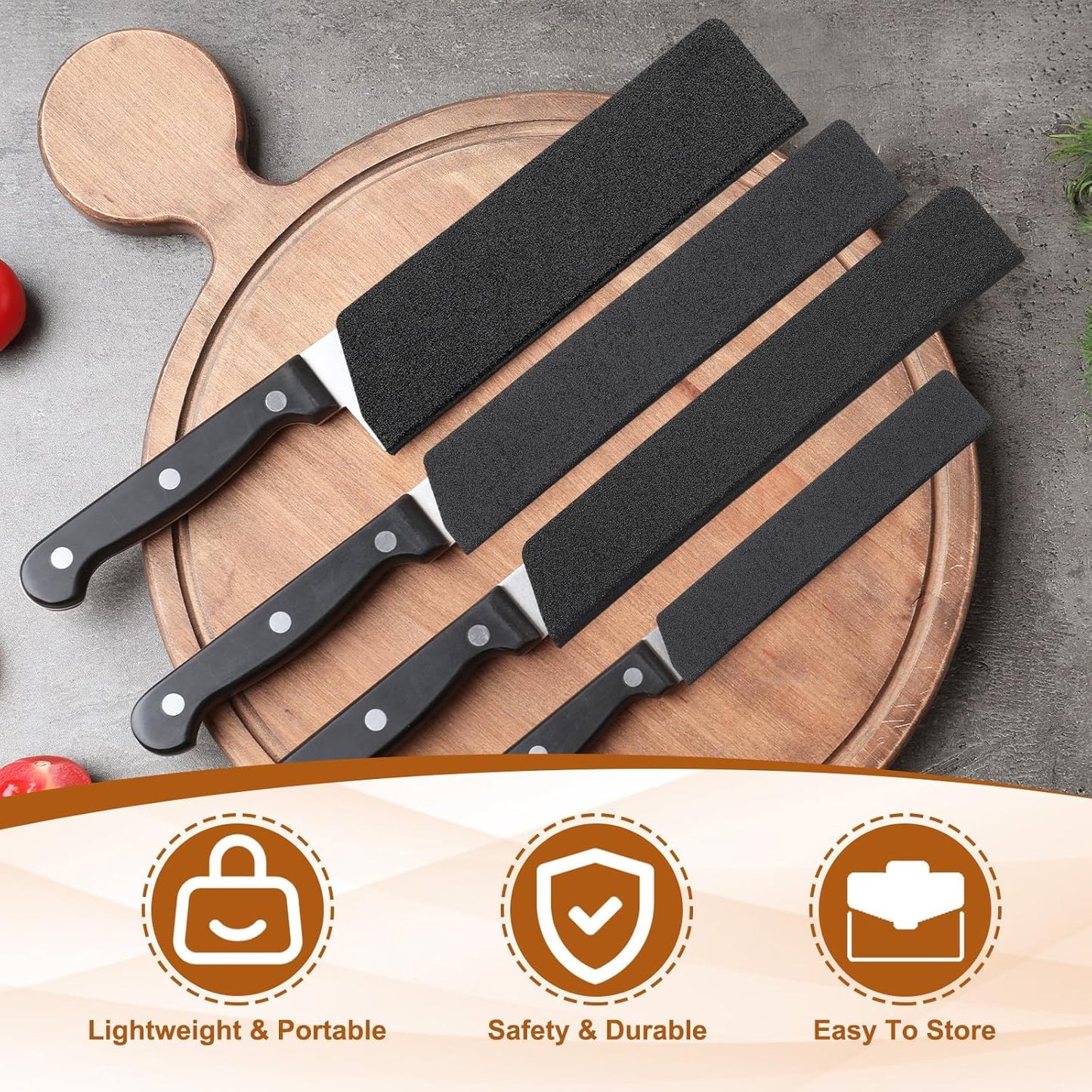 PATIKIL ABS Knife Cover Sleeves, 9x2 Inch Knife Blade Edge Guard Sheath Universal Blade Protector Flocking for Home Kitchen, Black