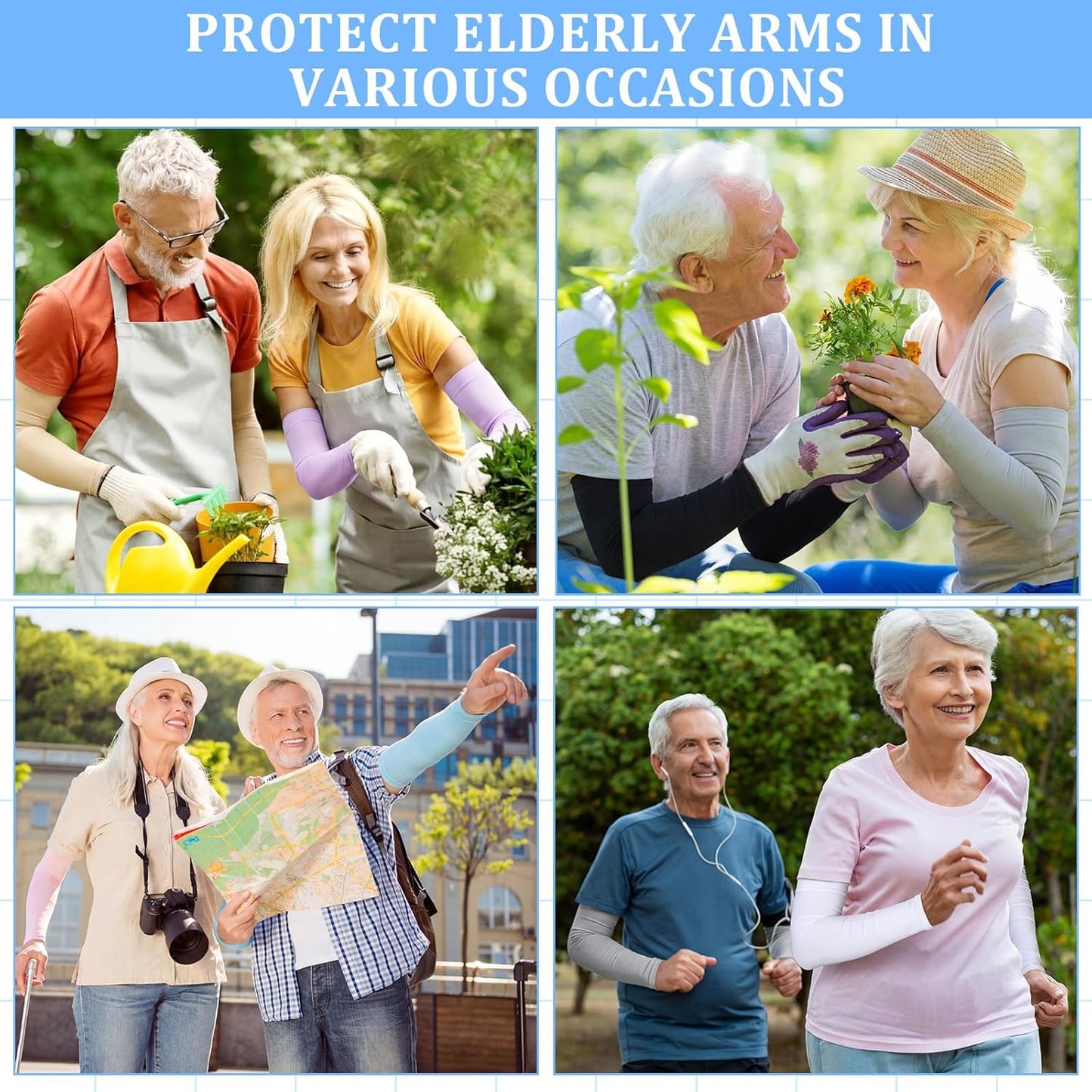 Janmercy 8 Pairs Elderly Skin Thin Protector Sleeves Bruise Abrasions Protective Arm Sleeve