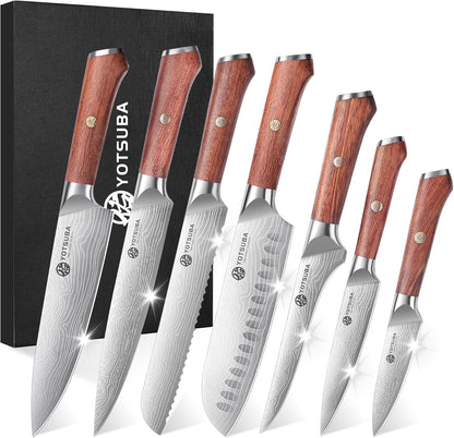 YOTSUBA Carving Knife and Fork Set, Meat Cutting Knife, Razor-Sharp German Stainless Steel Knives Fork Set with Ergonomic Wood Handle, Slicing Knives for Meats, BBQ & Vegetables