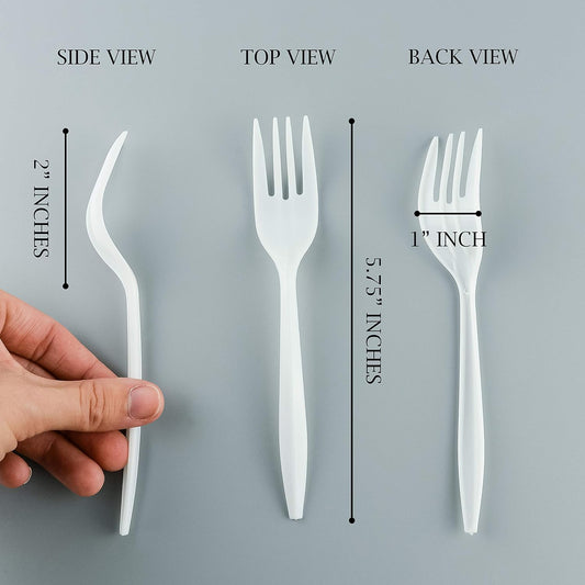 PLASTICPRO Cutlery Plastic Knives Medium Weight Disposable Silverware White (1000 Count)