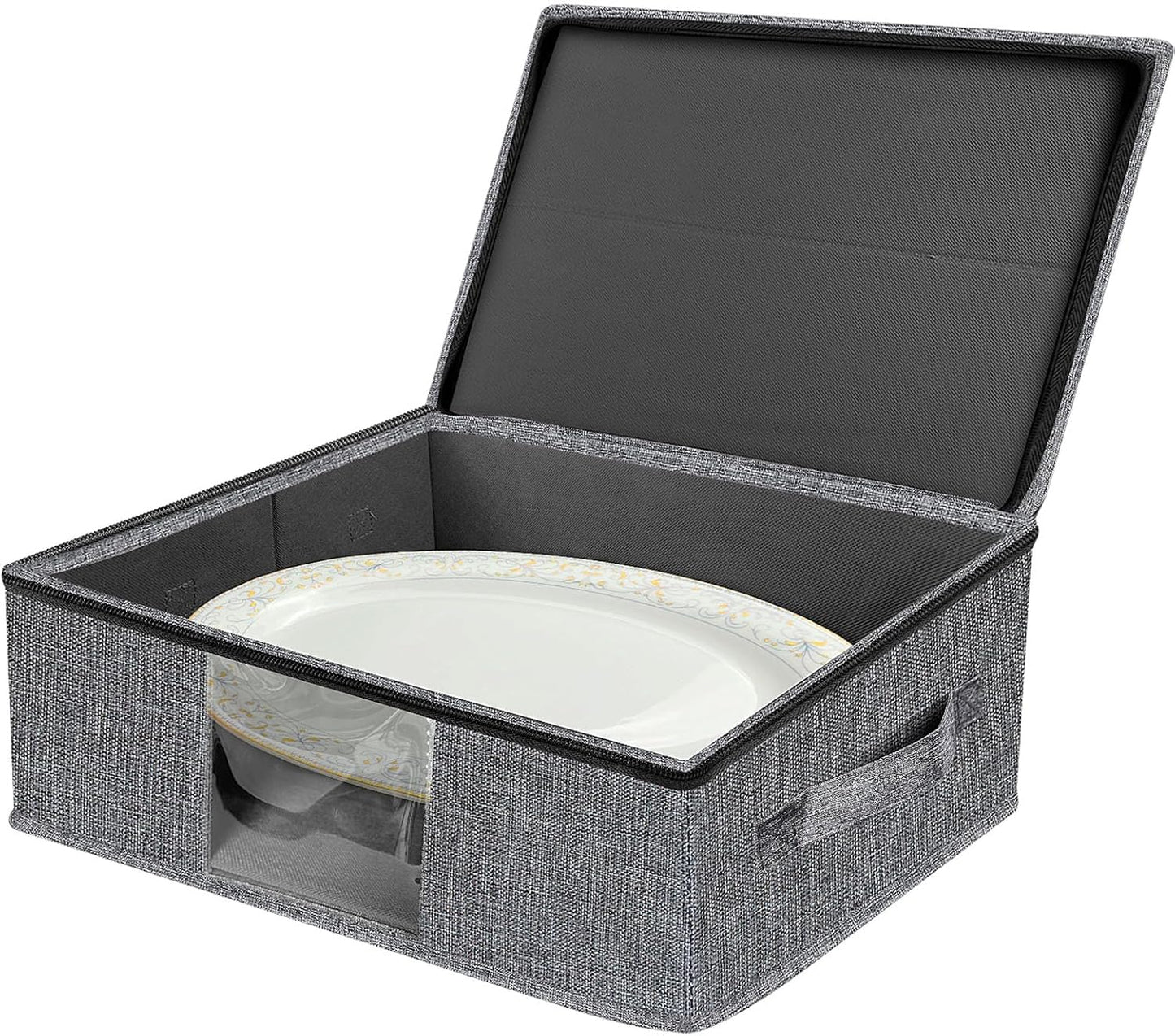 VERONLY 2 Pack Flatware Utensil Storage - Sturdy Silverware Storage Box with Dividers, 5 Compartment Flatware Storage Case with Handles and Removable Lid for Moving&Protected(Dark Gray)
