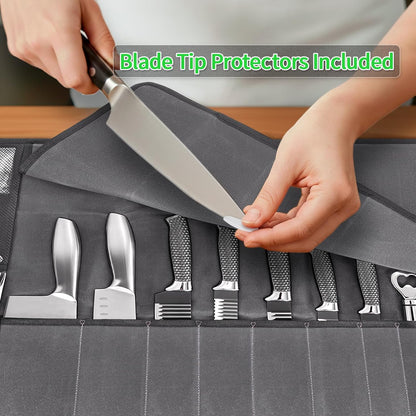 Chef Knife Roll Bag,Knife Roll Bag,Knife Bags for Chefs Professional,Knives Bag,Portable Chef Knife Cases with 14 Slots and Adjustable Shoulder Strap (Bag Only),Black