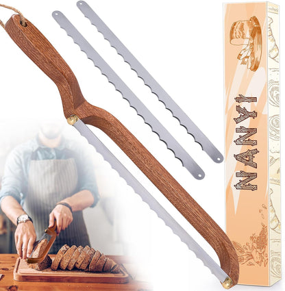 NANYI Sourdough for Even Slicing – Bow Bread Knife with Wooden Handle, Bread Cutter for Homemade Sourdough Loaves, Precision Bread Saw for Artisan and Homemade Bread (right hand)