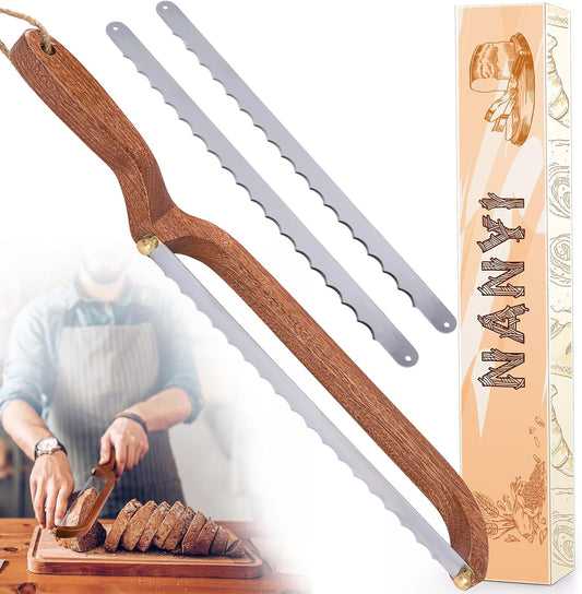 NANYI Sourdough for Even Slicing – Bow Bread Knife with Wooden Handle, Bread Cutter for Homemade Sourdough Loaves, Precision Bread Saw for Artisan and Homemade Bread (right hand)