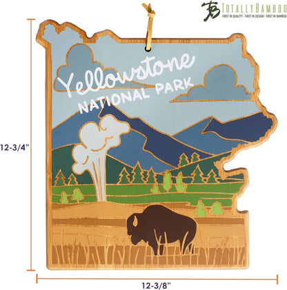 Totally Bamboo North Carolina State Shaped Cutting Board and Charcuterie Serving Platter with Artwork by Summer Stokes, Includes Hang Tie for Wall Display 18" x 8" x 5/8" - Colors B