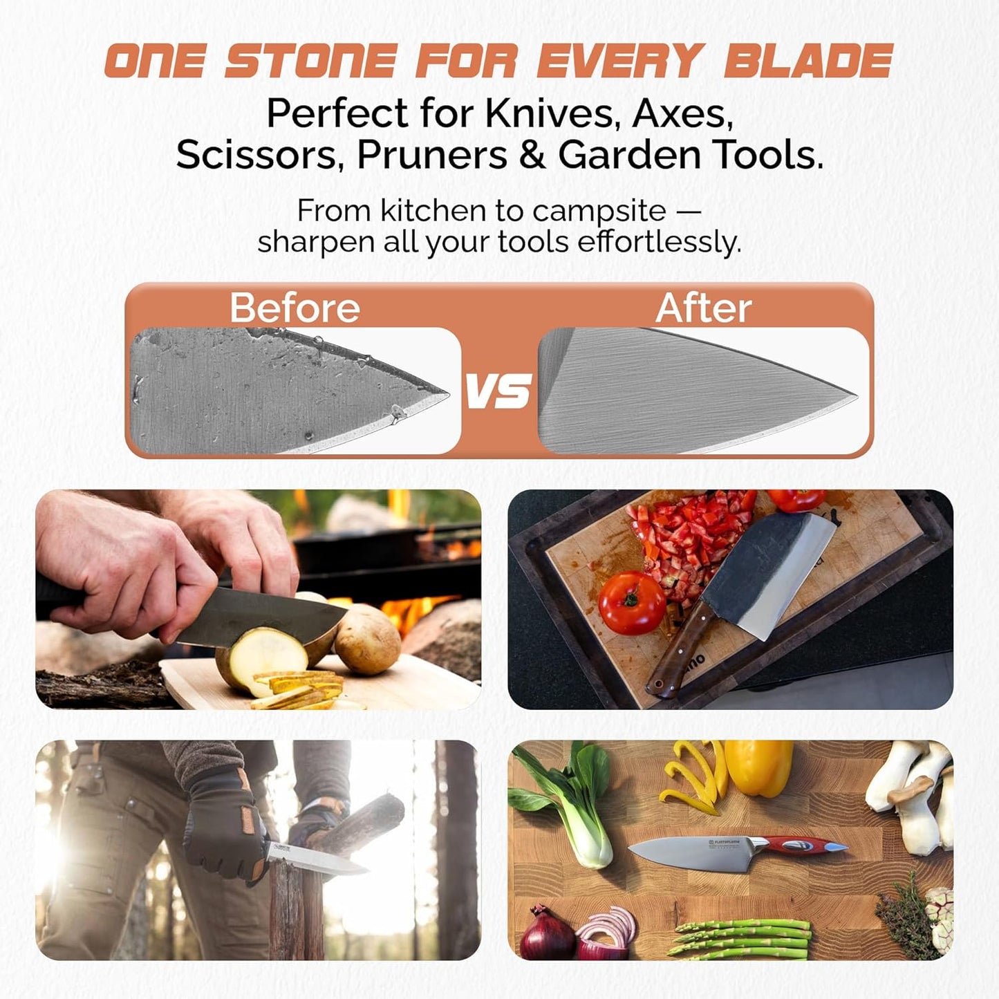 Premium Knife Sharpening Stone Set – Dual Grit Whetstones (400/1000 & 3000/8000), Leather Strop, Flattening Stone, Bamboo Base, Non-Slip Bases & Angle Guide for Kitchen, Chef & Hunting Knives