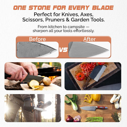Premium Knife Sharpening Stone Set – Dual Grit Whetstones (400/1000 & 3000/8000), Leather Strop, Flattening Stone, Bamboo Base, Non-Slip Bases & Angle Guide for Kitchen, Chef & Hunting Knives