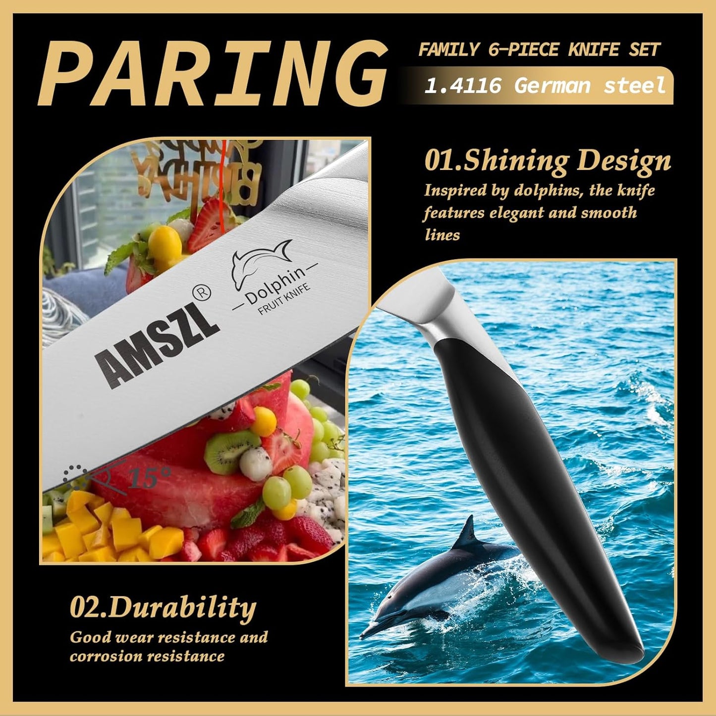 Paring Knife Set of 2， 3.5 + 5 Inch Ultra Sharp German 1.4116 Stainless Steel Small Kitchen Knife for Peeling Fruit， Slicing Vegetables & Garnishing Dishwasher Safe， Ergonomic Full Tang Grip