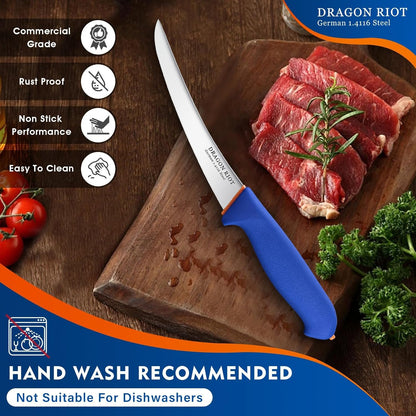 DRAGON RIOT 3 Pcs Butcher Knife Set, Stainless Steel Boning & Carving Knives, Sharp Kitchen Cutlery for Meat Cutting Trimming, Perfect for Home Kitchen, Outdoor Camping BBQ & Holiday Gift
