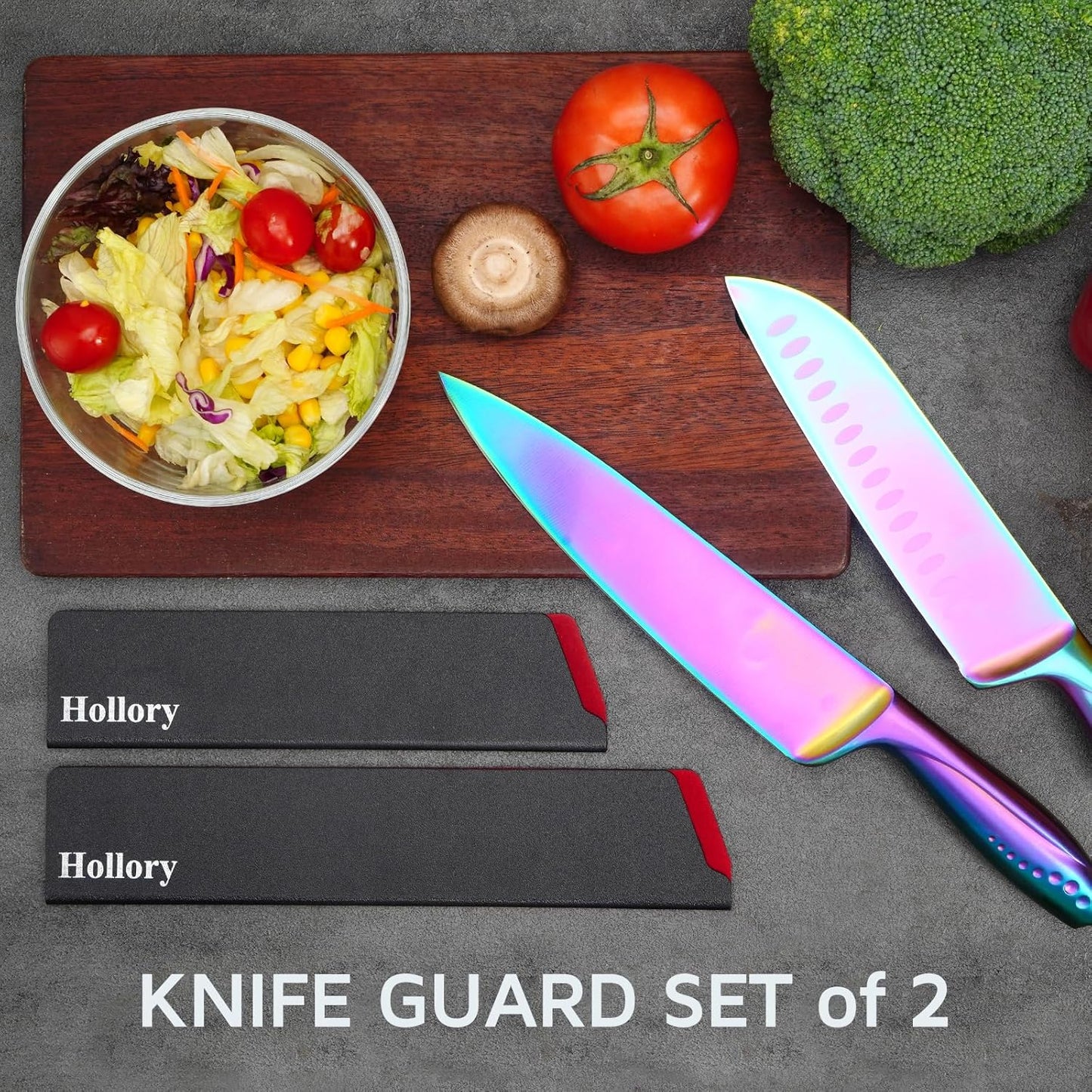 Kitchen Knife Guards Set, Universal Blade Covers, Abs Plastic BPA-Free Blade Protector with Velvet Lining, Professional Kitchen Knife Storage Solution for Home Cooks, Black (2 Pcs)
